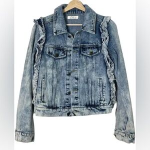 Elan ruffle denim jacket size medium